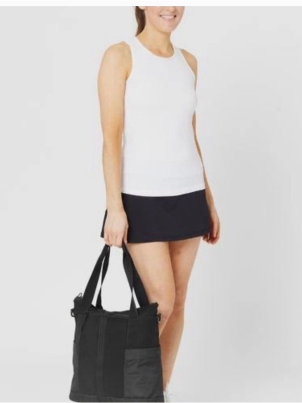 adidas Convertible Tote Crossbody Gym Travel Bag Black Mesh Zip Utility Tote - Picture 3 of 9